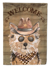 Load image into Gallery viewer, Norfolk Terrier Cowboy Dog Welcome Garden Flag – Western-Style Dog with Hat &amp; Sunglasses CK6345GF