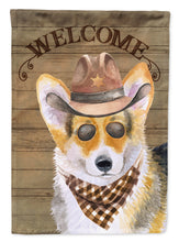 Load image into Gallery viewer, Pembroke Welsh Corgi Cowboy Dog Welcome Garden Flag – Western-Style Dog with Hat &amp; Sunglasses CK6346GF