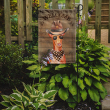 Load image into Gallery viewer, Pharaoh Dog Cowboy Dog Welcome Garden Flag – Western-Style Dog with Hat &amp; Sunglasses CK6347GF