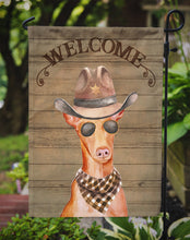 Load image into Gallery viewer, Pharaoh Dog Cowboy Dog Welcome Garden Flag – Western-Style Dog with Hat &amp; Sunglasses CK6347GF