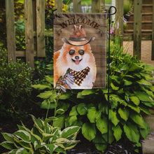 Load image into Gallery viewer, Pomeranian Spitz Cowboy Dog Welcome Garden Flag – Western-Style Dog with Hat &amp; Sunglasses CK6348GF