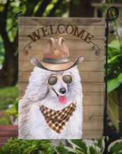 Load image into Gallery viewer, Medium Poodle Cowboy Dog Welcome Garden Flag – Western-Style Dog with Hat &amp; Sunglasses CK6350GF