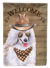 Load image into Gallery viewer, Medium Poodle Cowboy Dog Welcome Garden Flag – Western-Style Dog with Hat &amp; Sunglasses CK6350GF