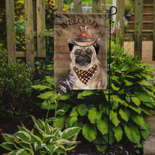 Load image into Gallery viewer, Pug #2 Cowboy Dog Welcome Garden Flag – Western-Style Dog with Hat &amp; Sunglasses CK6352GF