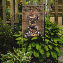 Load image into Gallery viewer, Rottweiler Cowboy Dog Welcome Garden Flag – Western-Style Dog with Hat &amp; Sunglasses CK6353GF