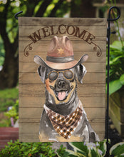 Load image into Gallery viewer, Rottweiler Cowboy Dog Welcome Garden Flag – Western-Style Dog with Hat &amp; Sunglasses CK6353GF