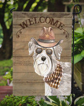 Load image into Gallery viewer, Schnauzer #2 Cowboy Dog Welcome Garden Flag – Western-Style Dog with Hat &amp; Sunglasses CK6356GF