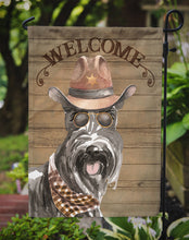 Load image into Gallery viewer, Scottish Terrier Cowboy Dog Welcome Garden Flag – Western-Style Dog with Hat &amp; Sunglasses CK6357GF