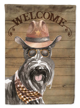 Load image into Gallery viewer, Scottish Terrier Cowboy Dog Welcome Garden Flag – Western-Style Dog with Hat &amp; Sunglasses CK6357GF