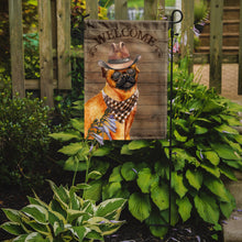 Load image into Gallery viewer, Small Brabant Griffon Cowboy Dog Welcome Garden Flag – Western-Style Dog with Hat &amp; Sunglasses CK6365GF