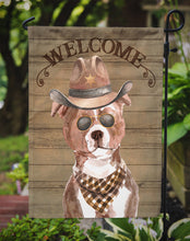 Load image into Gallery viewer, Staffordshire Bull Terrier #3 Cowboy Dog Welcome Garden Flag – Western-Style Dog with Hat &amp; Sunglasses CK6367GF