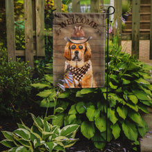 Load image into Gallery viewer, Tibetan Mastiff Cowboy Dog Welcome Garden Flag – Western-Style Dog with Hat &amp; Sunglasses CK6369GF