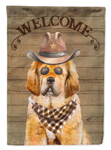 Load image into Gallery viewer, Tibetan Mastiff Cowboy Dog Welcome Garden Flag – Western-Style Dog with Hat &amp; Sunglasses CK6369GF