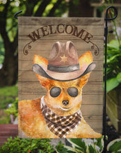 Load image into Gallery viewer, Toy Terrier Cowboy Dog Welcome Garden Flag – Western-Style Dog with Hat &amp; Sunglasses CK6370GF