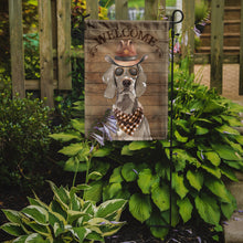 Load image into Gallery viewer, Weimaraner Cowboy Dog Welcome Garden Flag – Western-Style Dog with Hat &amp; Sunglasses CK6372GF