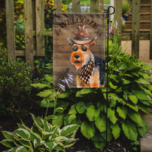 Load image into Gallery viewer, Welsh Terrier #2 Cowboy Dog Welcome Garden Flag – Western-Style Dog with Hat &amp; Sunglasses CK6374GF