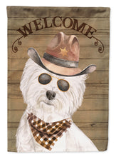 Load image into Gallery viewer, West Highland White Terrier Cowboy Dog Welcome Garden Flag – Western-Style Dog with Hat &amp; Sunglasses CK6375GF