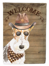 Load image into Gallery viewer, Fox Terrier Cowboy Dog Welcome Garden Flag – Western-Style Dog with Hat &amp; Sunglasses CK6378GF