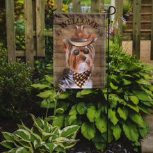 Load image into Gallery viewer, Yorkshire Terrier #3 Cowboy Dog Welcome Garden Flag – Western-Style Dog with Hat &amp; Sunglasses CK6381GF