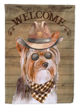 Load image into Gallery viewer, Yorkshire Terrier #3 Cowboy Dog Welcome Garden Flag – Western-Style Dog with Hat &amp; Sunglasses CK6381GF