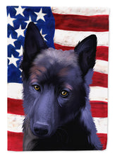 Load image into Gallery viewer, Black Norwegian Elkhound American Flag Flag Canvas House Size CK6437CHF