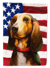 Load image into Gallery viewer, Bruno Jura Hound Dog American Flag Flag Canvas House Size CK6464CHF
