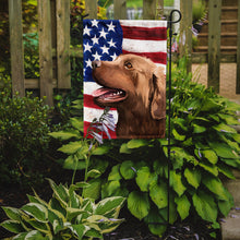 Load image into Gallery viewer, Chesapeake Bay Retriever American Flag Garden Flag - Outdoor Decorative Yard Flag CK6486GF