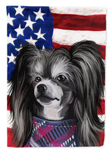 Load image into Gallery viewer, Chinese Crested Dog American Flag Garden Flag - Outdoor Decorative Yard Flag CK6487GF