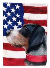 Load image into Gallery viewer, Griffon Bleu de Gascogne American Flag Garden Flag - Outdoor Decorative Yard Flag CK6551GF