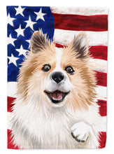 Load image into Gallery viewer, Icelandic Sheepdog Dog American Flag Garden Flag - Outdoor Decorative Yard Flag CK6566GF