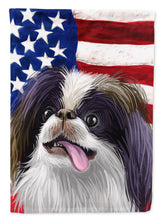 Load image into Gallery viewer, Japanese Chin American Flag Garden Flag - Outdoor Decorative Yard Flag CK6580GF