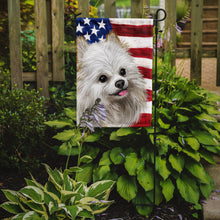 Load image into Gallery viewer, Japanese Spitz American Flag Garden Flag - Outdoor Decorative Yard Flag CK6581GF