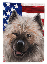 Load image into Gallery viewer, Keeshond American Flag Garden Flag - Outdoor Decorative Yard Flag CK6588GF