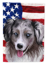 Load image into Gallery viewer, Miniature American Shepherd American Flag Flag Canvas House Size CK6615CHF