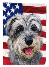 Load image into Gallery viewer, Miniature Schnauzer Dog American Flag Flag Canvas House Size CK6619CHF