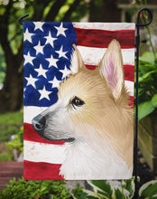 Load image into Gallery viewer, Norwegian Buhund Dog American Flag Garden Flag - Outdoor Decorative Yard Flag CK6630GF