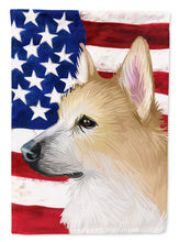 Load image into Gallery viewer, Norwegian Buhund Dog American Flag Garden Flag - Outdoor Decorative Yard Flag CK6630GF