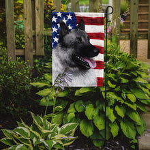 Load image into Gallery viewer, Norwegian Elkhound Dog American Flag Garden Flag - Outdoor Decorative Yard Flag CK6631GF