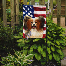 Load image into Gallery viewer, Phalene Dog American Flag Garden Flag - Outdoor Decorative Yard Flag CK6642GF