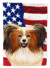Load image into Gallery viewer, Phalene Dog American Flag Garden Flag - Outdoor Decorative Yard Flag CK6642GF