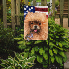 Load image into Gallery viewer, Pomeranian Dog American Flag Garden Flag - Outdoor Decorative Yard Flag CK6655GF