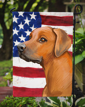 Load image into Gallery viewer, Rhodesian Ridgeback Dog American Flag Garden Flag - Outdoor Decorative Yard Flag CK6676GF