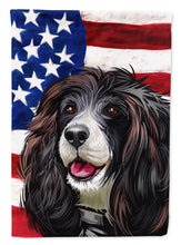 Load image into Gallery viewer, Russian Spaniel Dog American Flag Garden Flag - Outdoor Decorative Yard Flag CK6679GF