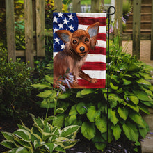 Load image into Gallery viewer, Russian Toy Dog American Flag Garden Flag - Outdoor Decorative Yard Flag CK6680GF