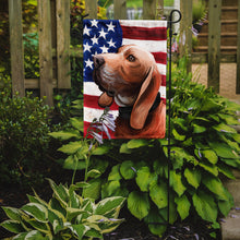 Load image into Gallery viewer, Sabueso Espanol Dog American Flag Garden Flag - Outdoor Decorative Yard Flag CK6683GF