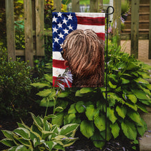 Load image into Gallery viewer, Spanish Water Dog American Flag Garden Flag - Outdoor Decorative Yard Flag CK6719GF