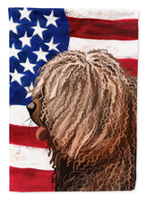 Load image into Gallery viewer, Spanish Water Dog American Flag Garden Flag - Outdoor Decorative Yard Flag CK6719GF