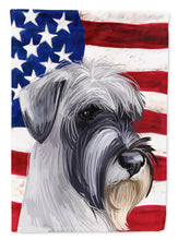 Load image into Gallery viewer, Standard Schnauzer White American Flag Garden Flag - Outdoor Decorative Yard Flag CK6726GF