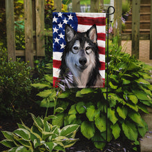 Load image into Gallery viewer, Tamaskan Dog American Flag Garden Flag - Outdoor Decorative Yard Flag CK6734GF