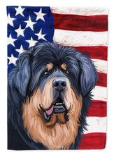 Load image into Gallery viewer, Tibetan Mastiff American Flag Garden Flag - Outdoor Decorative Yard Flag CK6739GF